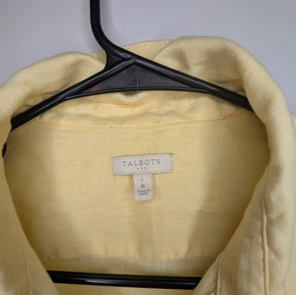 Talbots Yellow Button-Up Shirt 100% Linen Size 6 - Picture 4 of 7